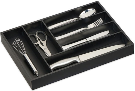 Relaxdays Wooden Drawer Cutlery Tray 30.5x43x5 cm Black