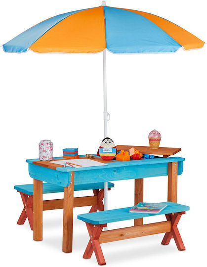 Relaxdays Kinder Tische mit Stühlen aus Hölzernes Hellblau Relaxdays
