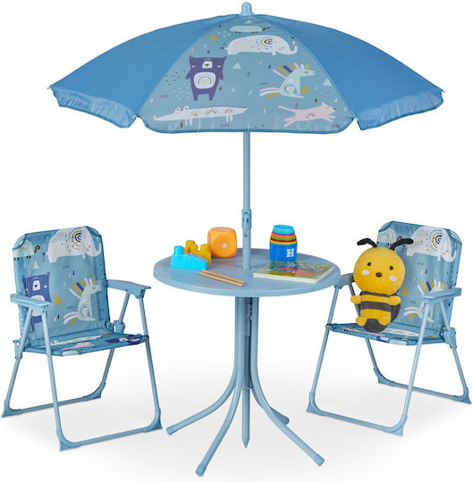 Set Mese Pentru Copii Cu Scaune Din Plastic Albastru Relaxdays