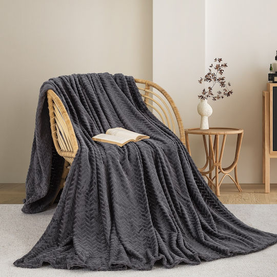 Adam Home (550) Dunkle Decke Fleece Halbdoppelt 180x240cm Dunkelgrau