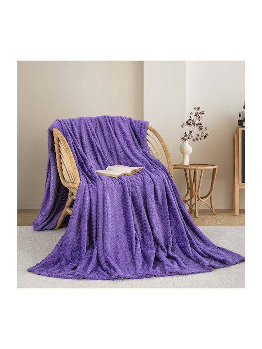 Adam Home (550) Κουβέρτα Fleece Ημίδιπλη 180x240εκ. Purple