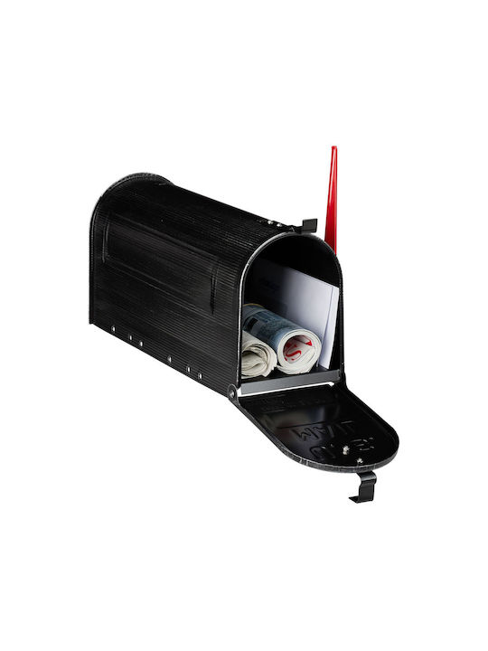 Relaxdays Außenbereich Briefkasten Inox in Schwarz Farbe 25x19x52.5cm