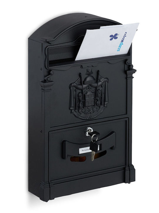 Relaxdays Cutie Poștală pentru Exterior Metalic în Culoarea Negru 41x25.5x9cm