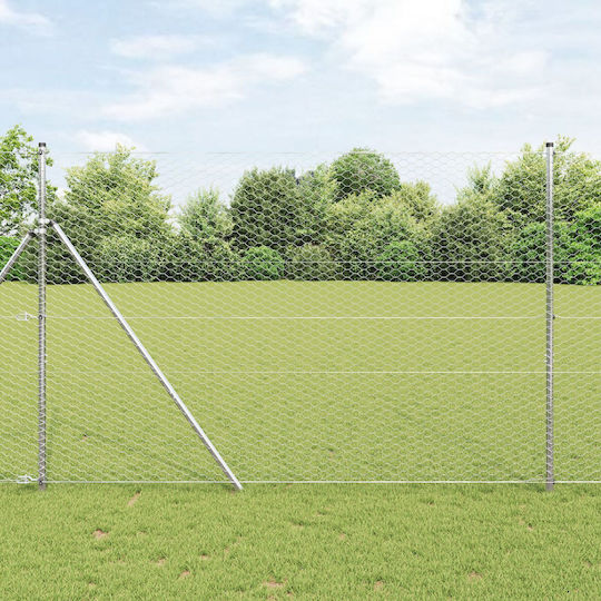 vidaXL Hexagonal Fencing Wire Fencing Galvanized Set Silver 1.6x10m