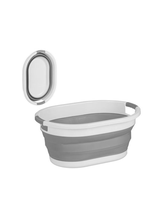 Relaxdays Coș de rufe Plastic Pliabil cu capac 24x53x38cm Gri