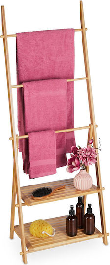 Relaxdays Single Floor Standing Bathroom Freestanding Towel Rack ​31.5x31.5cm Brown