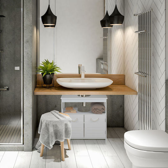 Relaxdays Blat cu Lavoar L60xW60xH30cm Alb