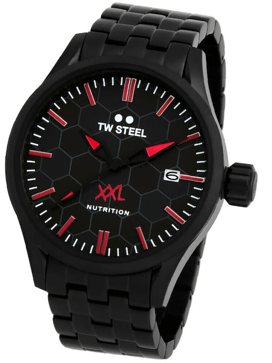 TW Steel Ανδρικό Ρολόι Μπαταρίας με Μαύρο Μεταλλικό Μπρασελέ