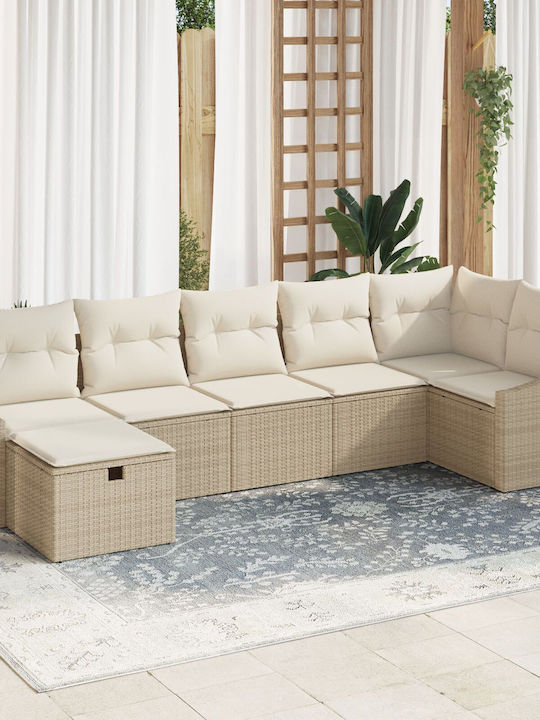 Corner Sofa Outdoor Rattan with Pillows 55x62x69cm