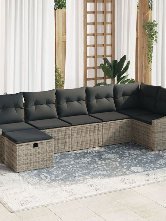Corner Sofa Outdoor Rattan with Pillows 55x62x69cm