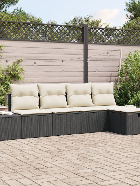 Corner Sofa Outdoor Rattan with Pillows 55x62x69cm