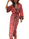 Chicret Feminin Lung Kimono de Plajă Wild Rose