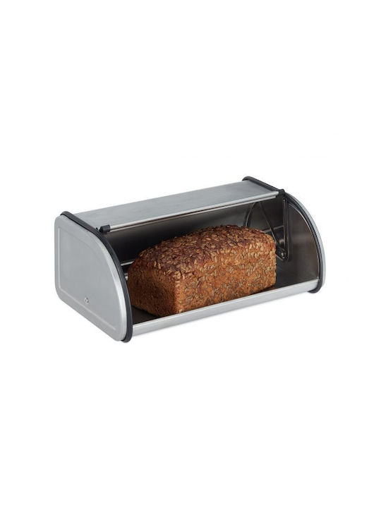 Relaxdays Cutie de pâine cu capac Inox Gri 33.5x20.5x13.5cm