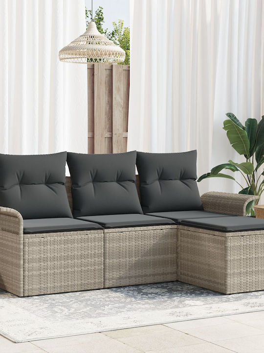 Corner Sofa Outdoor Rattan with Pillows 55x55x37cm
