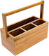 Organizator birou 4 compartimente mâner flexibil din bambus 20 X 25 X 11.5 cm