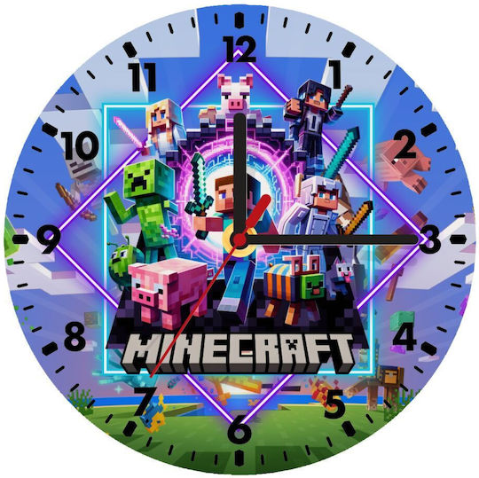 Koupakoupa Minecraft Nether Portal Wall Clock Wooden
