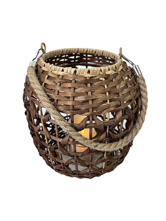 Espiel Φαναράκι Ξύλινο Επιτραπέζιο Καφέ 15x24x28εκ.