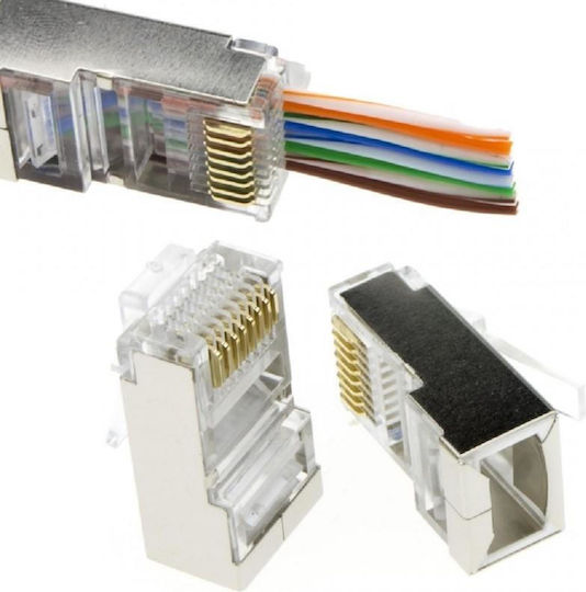 Shielded Rj45 Ftp Connector Cat.6 Pass-through 100 Pcs