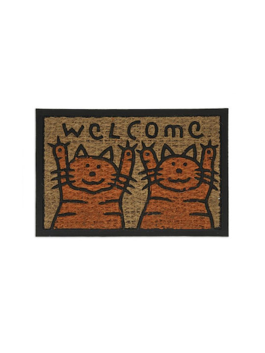 Relaxdays Covor de Intrare din Cocos cu Suport Antiderapant Multicolor 60x40buc Grosime 15mm