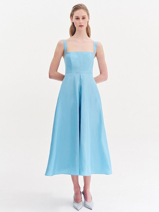 Summer Midi Dress for Wedding Christening Light Blue