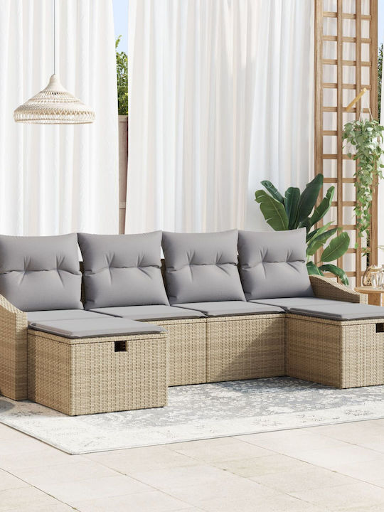 Wohnzimmer Ecksofa Außenbereich Rattan mit Kissen 55x62x69cm