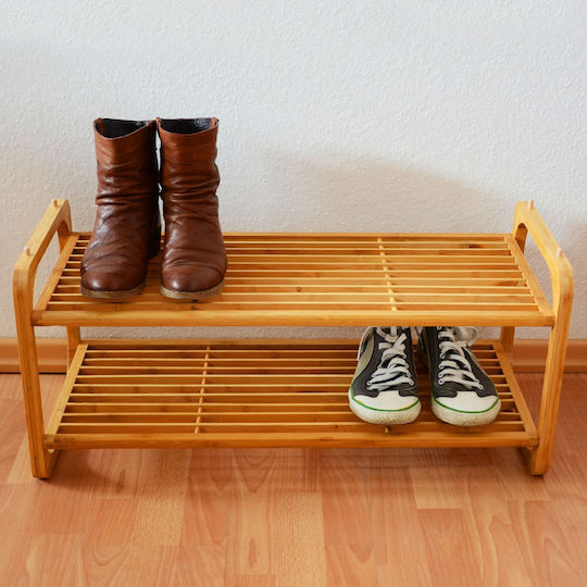 Open Bamboo Shoe Rack Beige L75xD33xH33cm