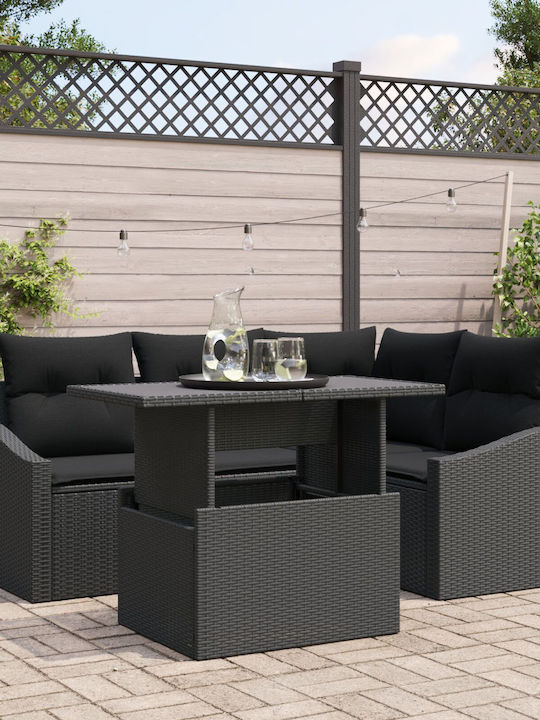 Garten- und Outdoor-Möbelsets 5 Stück Schwarz m...