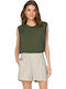 Life Women's Blouse Satin Sleeveless Kalamata Green