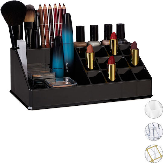Relaxdays Organizator Cosmetice Cu Separatoare Negru 22x12.5x8cm