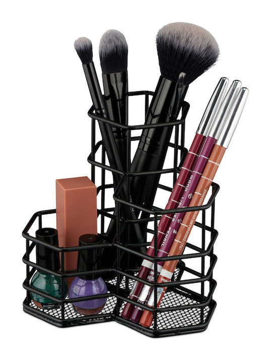 Relaxdays Cosmetics Organizer with Dividers Bla...