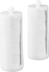 Set 2 Makeup Remover Pad Organizers Storage Relaxdays Plastic White Dimensions 20 x 7 cm