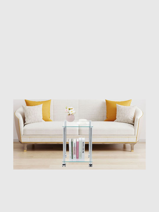 Masa Masa de lounge pentru spații exterioare mici Metalic cu suprafață din sticlă Maro 46x34x34buc