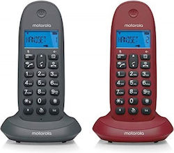 Motorola C1002L Ασύρματο Τηλέφωνο Duo Gray/Red