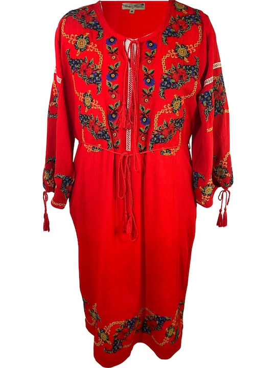 Sommer Midi Damenkleid Rot