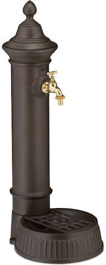 Antike Gartenbrunnen Aus Gussaluminium Edelstahl Goldener Wasserhahn Relaxdays Maße Ca 72 X 26 X 31 Cm Dunkelbraun