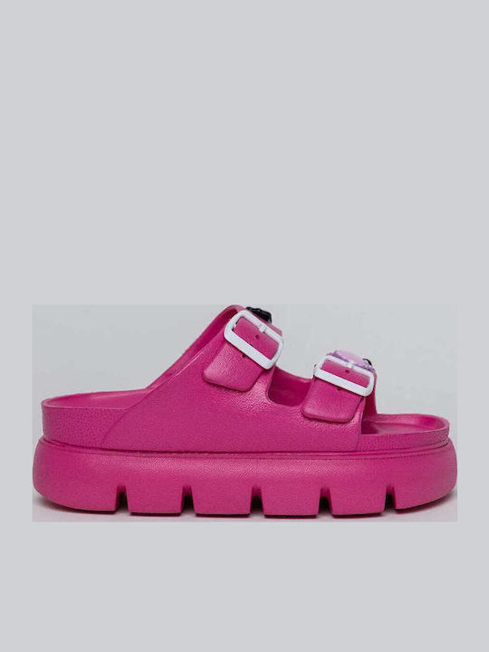 Women's Flip Flops Style Sandals with Platforms in Fuchsia Color