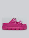 Women's Flip Flops Style Sandals with Platforms in Fuchsia Color