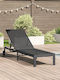 Deckchair Rattan with Wheels Black 200x54x27cm.