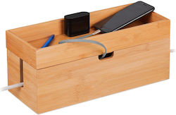 Organizator de birou pentru încărcarea dispozitivelor din bambus 14 x 34 x 14 cm