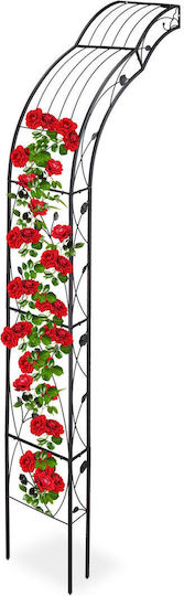 Arcadă Metalică pentru Grădină Flori Cățărătoare Negru Dimensiuni 256 X 39 X 72 Cm Relaxdays