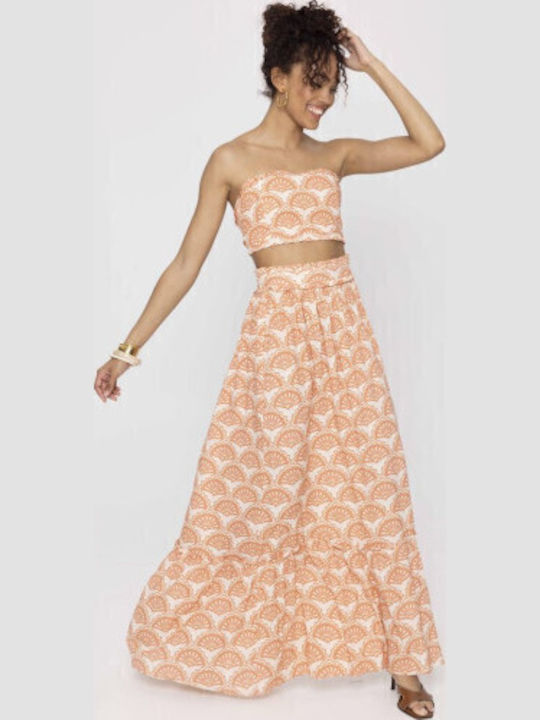 Linen Maxi Skirt Floral Floral