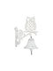 Decorative Owl Bell Made Cast Iron Fabric String White Brown 26.5 X 19 X 11 Cm