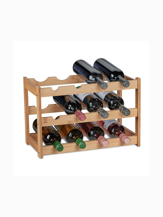 Suport pentru Sticle de Vin din Bambus Natural 12 Sticle 30 X 45 X 23.5 Cm