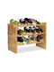 Suport pentru sticle de vin Relaxdays din bambus natural, 3 niveluri, ține 18 sticle, 45 x 60 x 28,5 cm