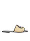Leather Women's Flat Sandals in Beige Color