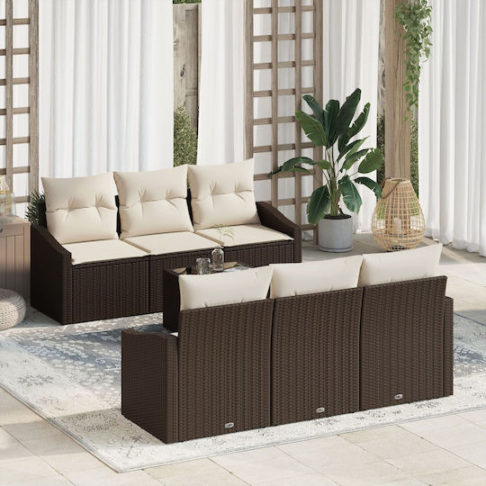 Set Mobilier Exterior 7 Piese Maro Cu Perne
