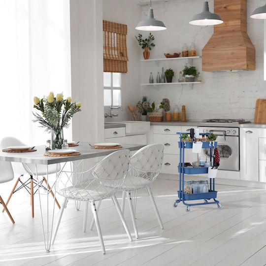 Relaxdays Relaxdays Metallisches Küchenwagen Mit 3 Ebenen Blau 43x42x86cm