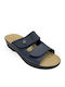 Leather Women's Flat Sandals Navy Blue