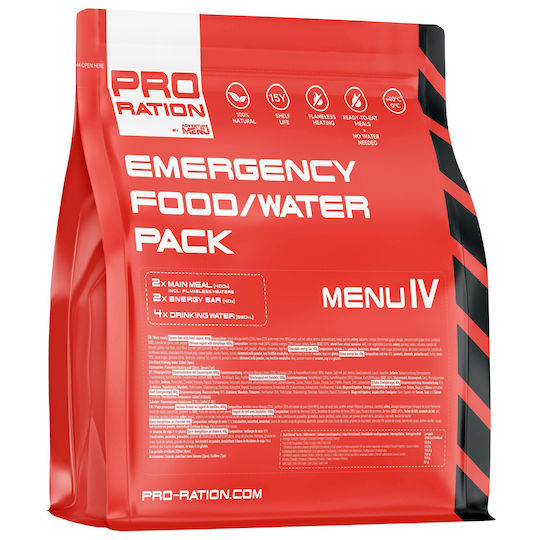 Pro Ration Emergency Food-Water Pack Menu 4 Στρατιωτικά MRE 1510kcal 2200gr - 15 Έτη