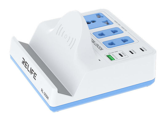 Sunshine Βάση Φόρτισης με Θύρα USB-A και 3 Θύρες USB-C 72W Quick Charge 3.0 σε Λευκό χρώμα (RL-309H)